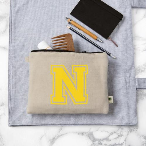 Letter N – Capital Athletic Alphabet Monogram - Hemp Carry All Pouch