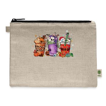 Winter Coffee Cups Hallothanksmas - Hemp Carry All Pouch - natural - Front