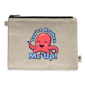 You're Kraken Me Up! Kawaii Cryptids Cartoon - Hemp Carry All Pouch - natural - Front