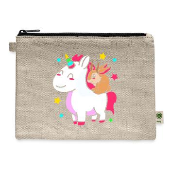 Jackalope Riding Unicorn Cryptid Squad Unicorn - Hemp Carry All Pouch - natural - Front