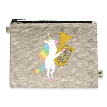 Fun design for unicorn and tuba blow orchestra - Hemp Carry All Pouch - natural - Front