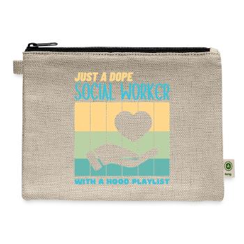 Dope Social Worker With A Hood Playlist Social - Hemp Carry All Pouch - natural - Front