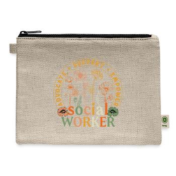 Social Work Advocate Support Empower Proud Social - Hemp Carry All Pouch - natural - Front