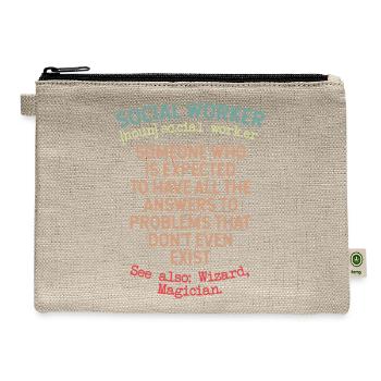Definition Social Worker Gift for Women Social - Hemp Carry All Pouch - natural - Front