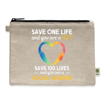 Social Worker Life Saving Hero Social Work - Hemp Carry All Pouch - natural - Front