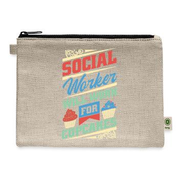 Social Worker Will Work For Cupcake Social Worker - Hemp Carry All Pouch - natural - Front