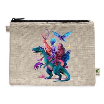 Cryptozoology Cryptid Bigfoot Jackalope Mothman - Hemp Carry All Pouch - natural - Front