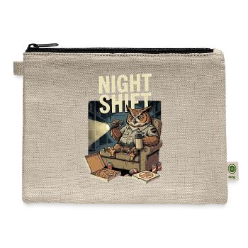 Night Shift Security Owl Pizza Lover Art - Hemp Carry All Pouch - natural - Front