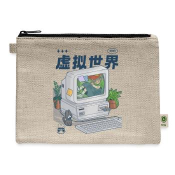Virtual World on Retro Computer - Hemp Carry All Pouch - natural - Front