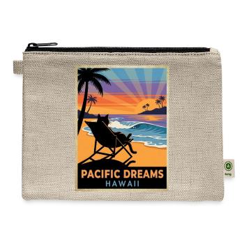 Pacific Dreams Hawaii Sunset Cat - Hemp Carry All Pouch - natural - Front