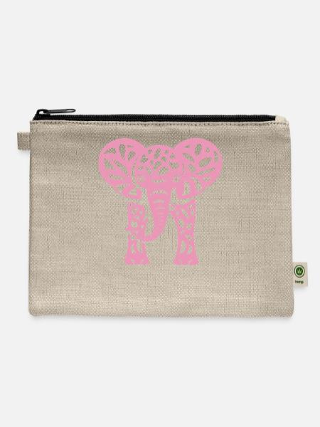 Pink Elephant - Hemp Carry All Pouch - natural