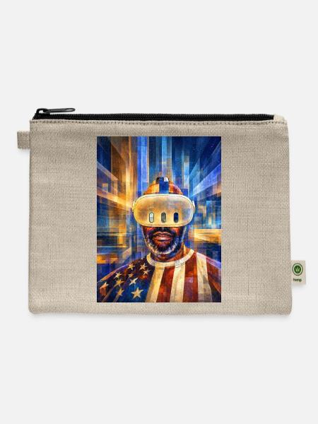 Patriot VR Portrait Neon - Hemp Carry All Pouch - natural