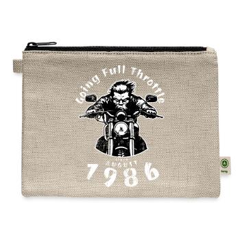 40th birthday Going Full Throttle Since 08/1986 - Hemp Carry All Pouch - natural - Front