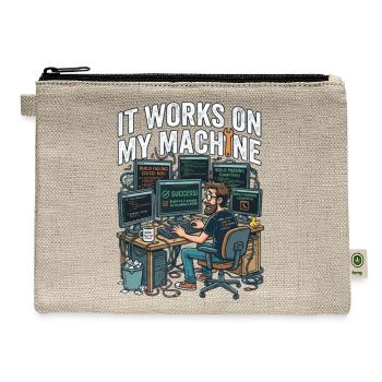 It Works On My Machine Funny Programmer T-Shirt - Hemp Carry All Pouch - natural - Front
