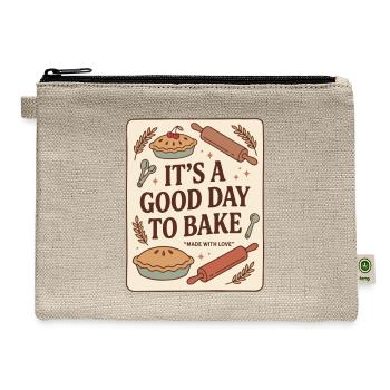It's a Good Day to Bake Vintage Baking Lover Pie  - Hemp Carry All Pouch - natural - Front
