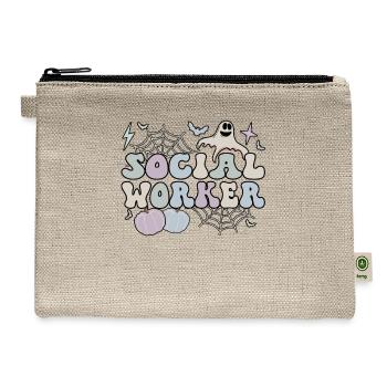 Spooky Social Worker Halloween Social Work Gifts - Hemp Carry All Pouch - natural - Front