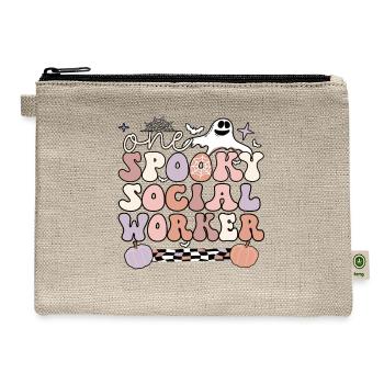 Spooky Social Worker Halloween Social Work Gifts - Hemp Carry All Pouch - natural - Front