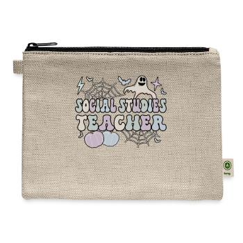 Social Studies Teacher Halloween Social Science - Hemp Carry All Pouch - natural - Front