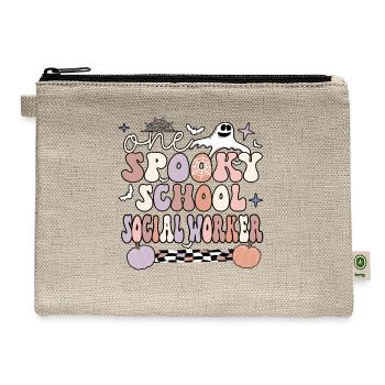 School Social Worker Halloween Social Work Gifts - Hemp Carry All Pouch - natural - Front