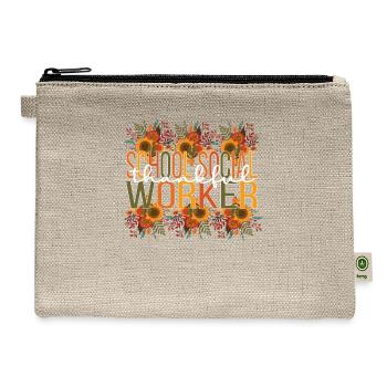 School Social Worker Thanksgiving Social Work Gift - Hemp Carry All Pouch - natural - Front