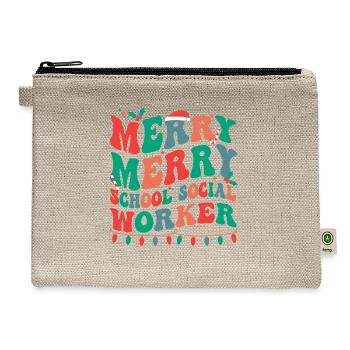 School Social Worker Christmas Social Worker Xmas - Hemp Carry All Pouch - natural - Front