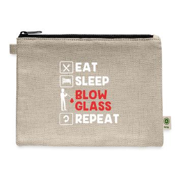 Funny Eat Sleep Glass Blow Repeat For Glassblowers - Hemp Carry All Pouch - natural - Front