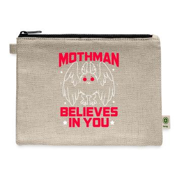 Funny Cryptid Gothic Mothman Believes In You - Hemp Carry All Pouch - natural - Front