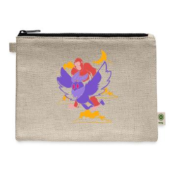 Bigfoot Riding Mothman Funny Cryptozoology - Hemp Carry All Pouch - natural - Front