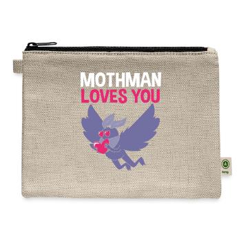 Mothman Loves You Valentines Day Cryptid For Women - Hemp Carry All Pouch - natural - Front