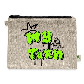 "MY TURN" Bold Neon Bubble Letter Tee – Streetwear - Hemp Carry All Pouch - natural - Front