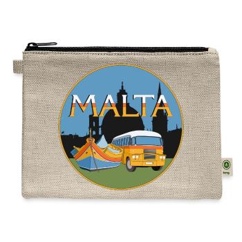 Malta Skyline and Seaside Bus - Hemp Carry All Pouch - natural - Front
