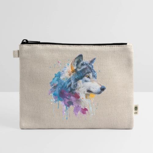 Splash-Art Wolf Head - Hemp Carry All Pouch
