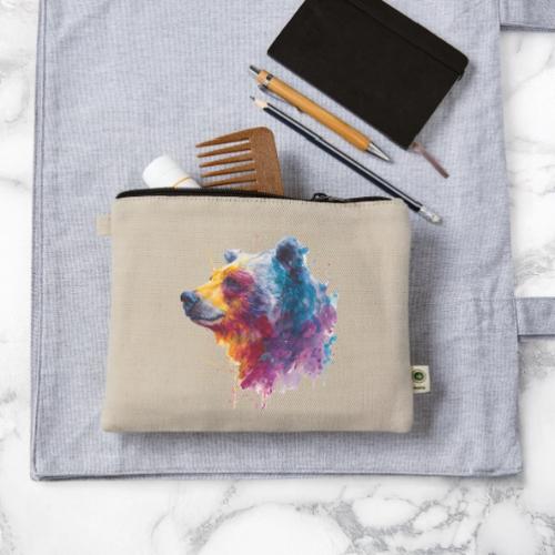Watercolor Bear Portrait - Hemp Carry All Pouch