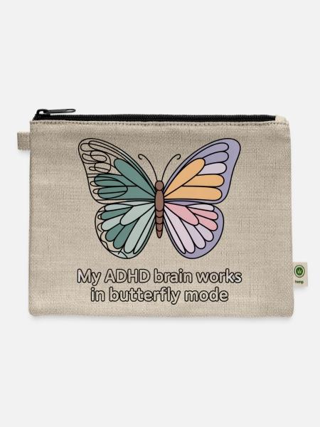 Butterfly ADHD Brain Mode - Hemp Carry All Pouch - natural