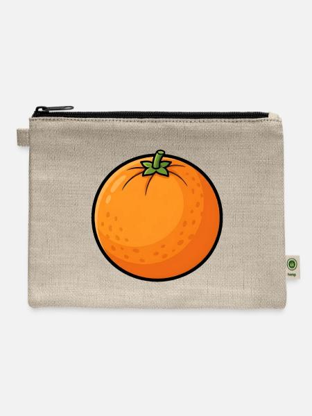 Orange - Hemp Carry All Pouch - natural