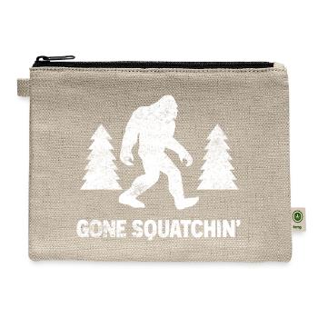 Gone Squatchin Bigfoot Sasquatch Distressed - Hemp Carry All Pouch - natural - Front