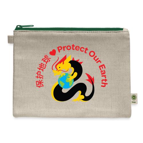Kindness Dragon with Earth - Red - Hemp Carry All Pouch