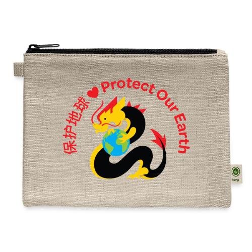 Kindness Dragon with Earth - Red - Hemp Carry All Pouch