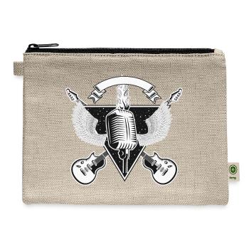 Rock and Roll vintage guitar and microphone Retro - Hemp Carry All Pouch - natural - Front