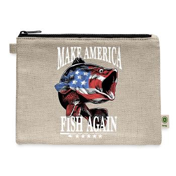 Fishing Make America Fish Again Usa Fisherman - Hemp Carry All Pouch - natural - Front