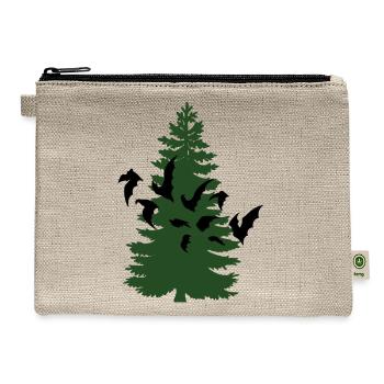 Pine tree & birds - Hemp Carry All Pouch - natural - Front