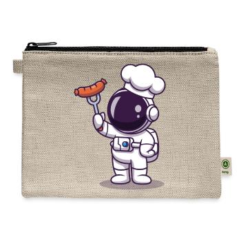 Cute Astronaut Chef With Grill Sausage - Hemp Carry All Pouch - natural - Front