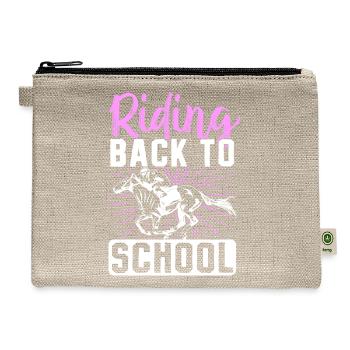 Horse Lover Equestrian Riding Back To School - Hemp Carry All Pouch - natural - Front