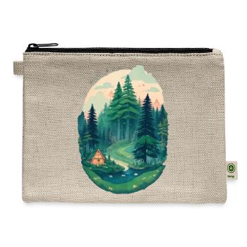 Pine trees Pine Tree Mountain Landscape t-shirt - Hemp Carry All Pouch - natural - Front