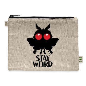 Stay Weird Creepy Cute Mothman Cryptid - Hemp Carry All Pouch - natural - Front