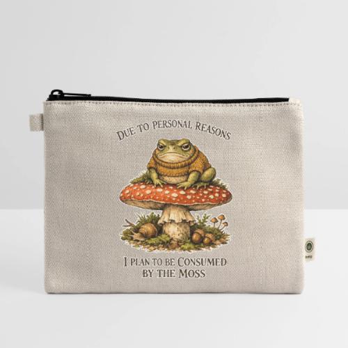 Frog Consumed by Moss Cottagecore Aesthetic - Hemp Carry All Pouch