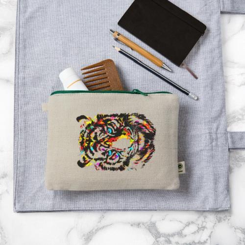 Cute Tiger Head Portrait Drawing - Tiger Eyes - Hemp Carry All Pouch
