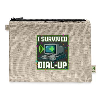 I Survived Dial-Up Retro Computer - Hemp Carry All Pouch - natural - Front