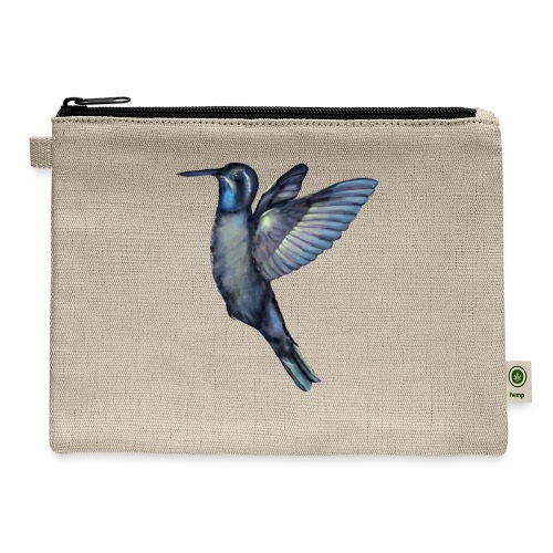 Hummingbird in flight - Hemp Carry All Pouch