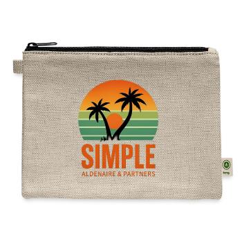 Tropical Sunset Palm Logo - Hemp Carry All Pouch - natural - Front